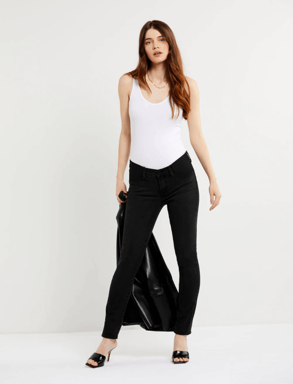 J. Brand Mama J Black Indigo Maternity Will Blend Suede Jeans Western Retro
